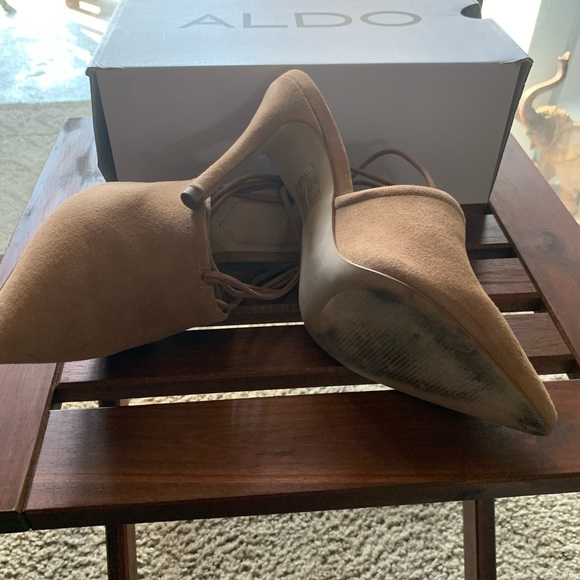 Tan suede heel ankle tie - Picture 5 of 6